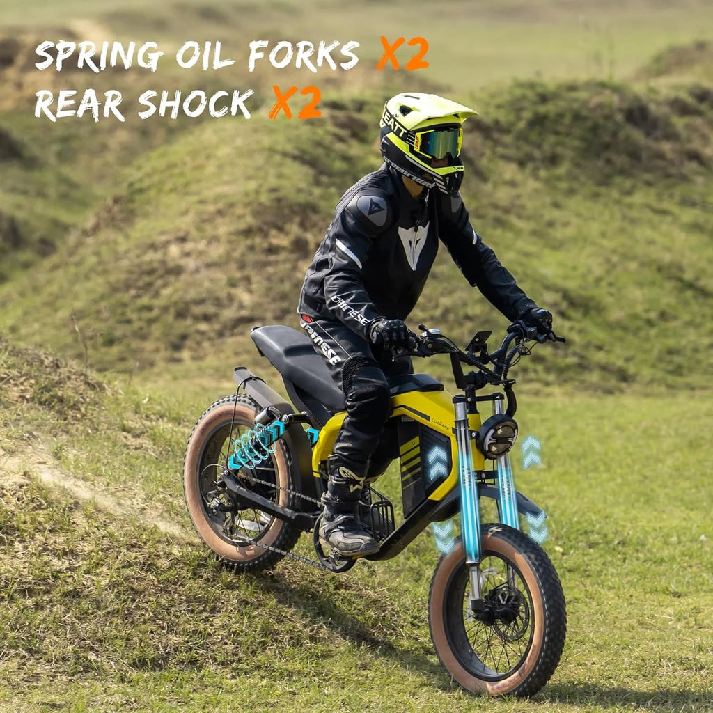 Luckeep M5 Electric Bike for Adults/Teen, 1500W Peak Motor, Max 32MPH,48V 15AH Battery, Max 60 Miles Electric Motorcycle for Mountains,20 Fat Tire Electric Dirt Bike,Sand,Road,Full Suspension
