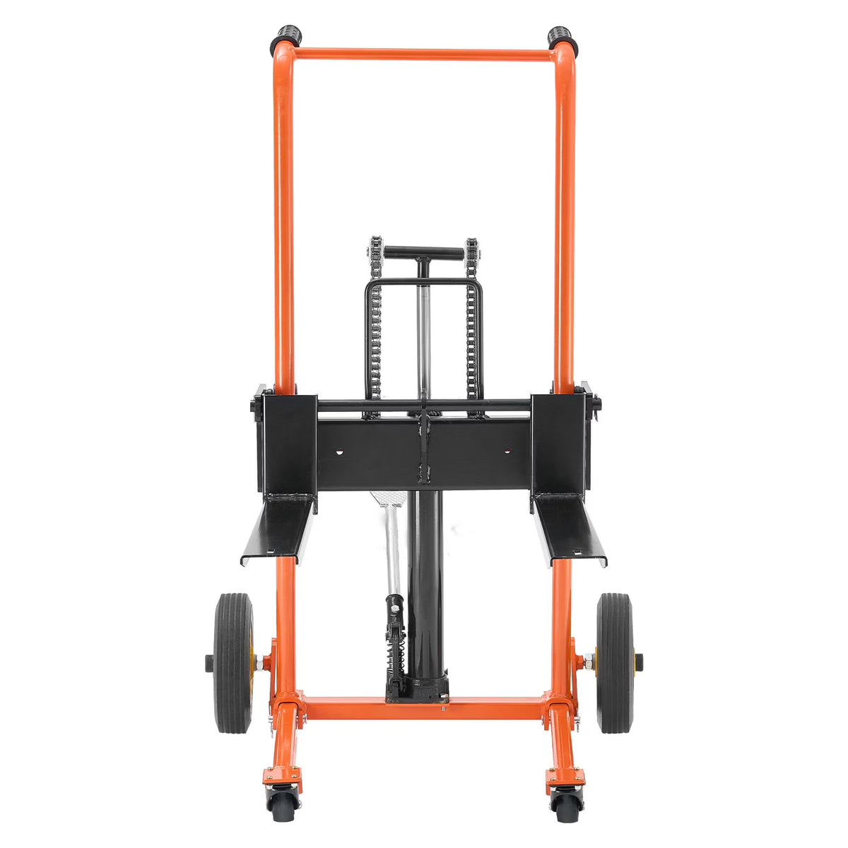 KFFKFF Gerbeur élévateur hydraulique pour matériaux, Capacité de 450 lb, Chariot à palettes avec table élévatrice, Hauteur max. de 35,8 pouces, Chariot à table pliable et portable, Jaune et noir