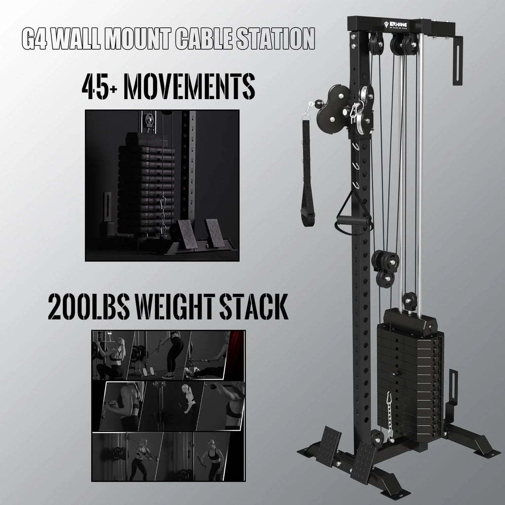 Machine à poulie à câbles Mikolo pour musculation à domicile, station à câbles murale avec colonne de poids de 90 kg, machine à tractions avec système à double poulie réglable sur 27 positions