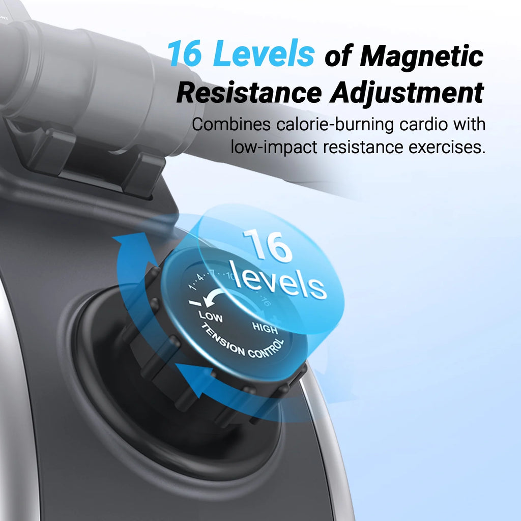 Rameur magnétique MERACH, capacité de charge de 350 lb, 16 niveaux de résistance silencieuse, rameur Bluetooth pour l’entraînement à domicile