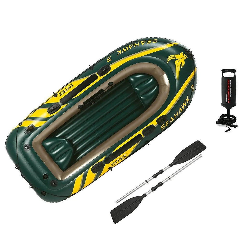 Ensemble de bateau gonflable Intex Seahawk pour 3 personnes avec rames en aluminium et pompe (Lot de 2)