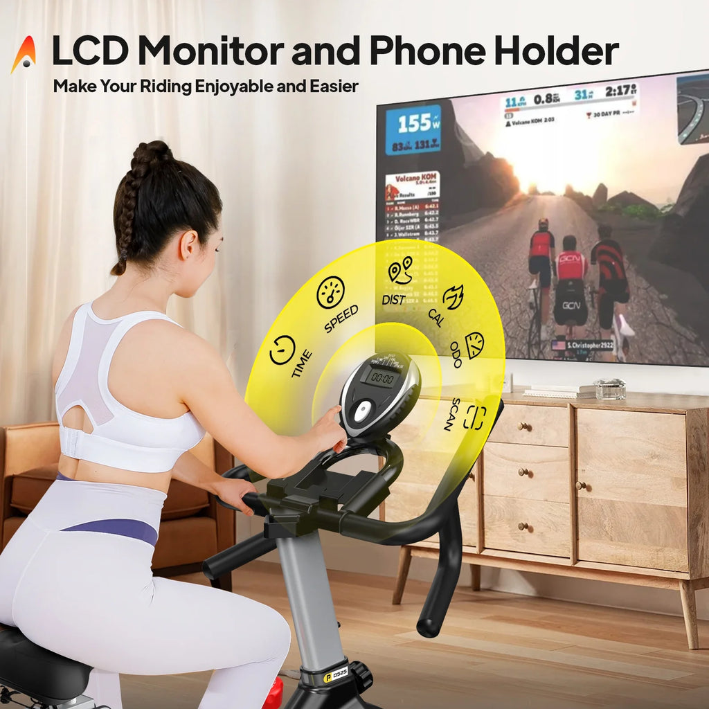 Vélo d’appartement Pooboo, vélo d’intérieur avec résistance réglable pour le domicile ou le bureau, appareil de cardio-training supportant jusqu’à 159 kg