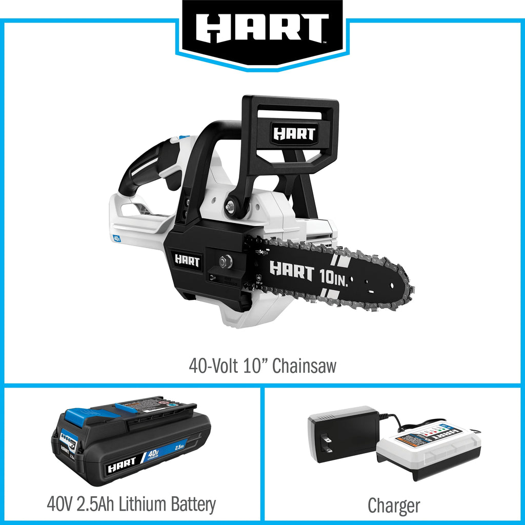 Kit de tronçonneuse sans fil HART 40 volts de 10 pouces, (1) batterie lithium-ion de 2,5 Ah