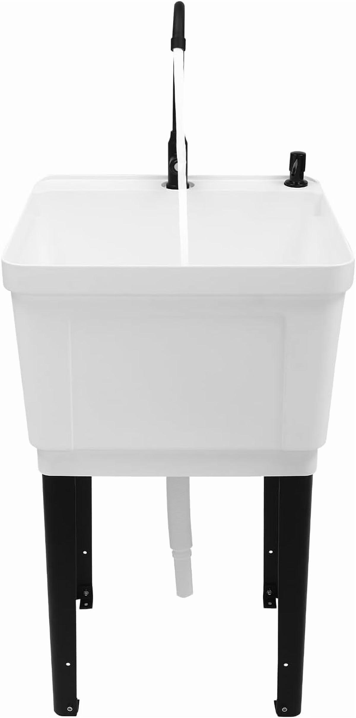 Évier utilitaire sur pied, cuve de buanderie extra-profonde, évier utilitaire en plastique sur pied pour sous-sol, buanderie, garage ou atelier (Blanc)