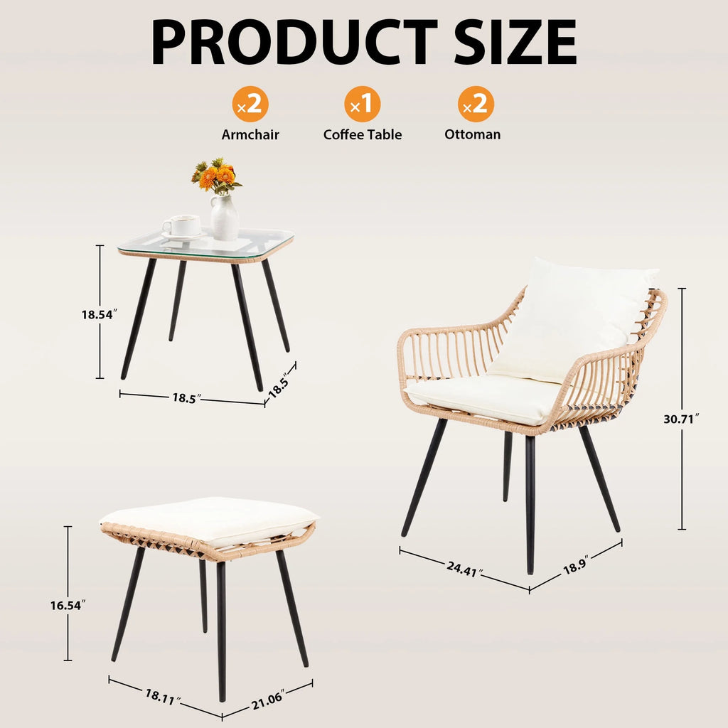 Salon de jardin Ainfox 7 pièces en promotion, canapé en rotin gris avec coussins gris