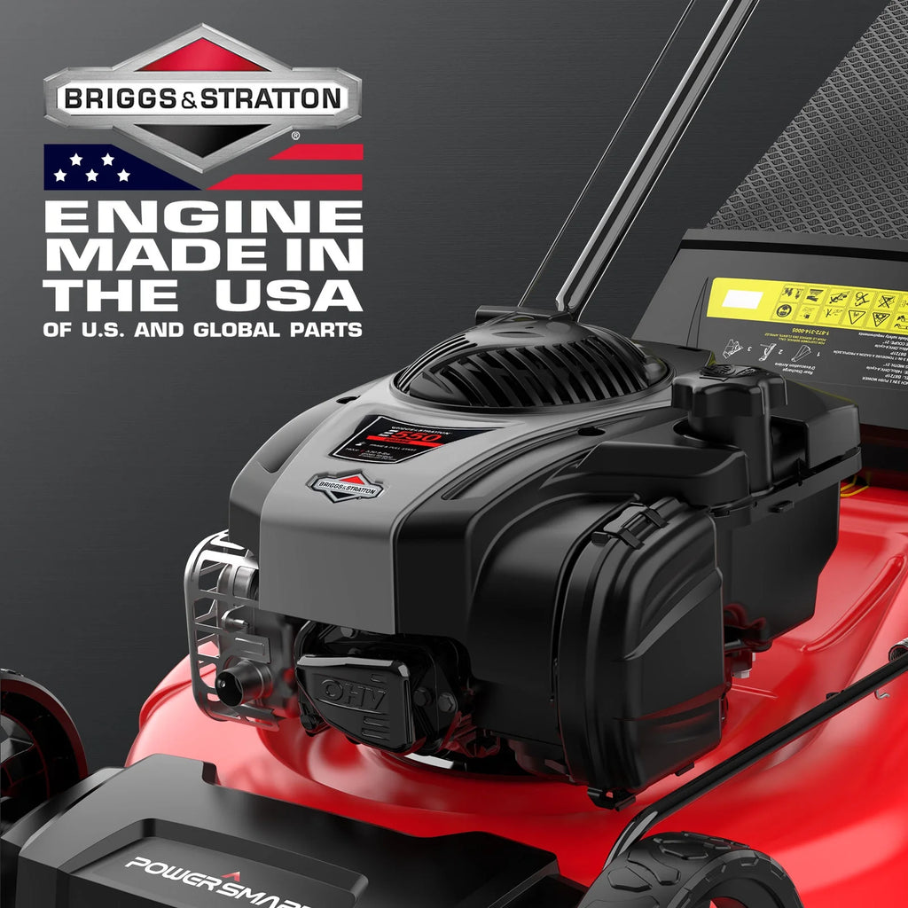 Tondeuse à gazon autotractée PowerSmart 21 pouces, moteur 4 temps B&S 140 cc, fonction 2-en-1 avec ramassage