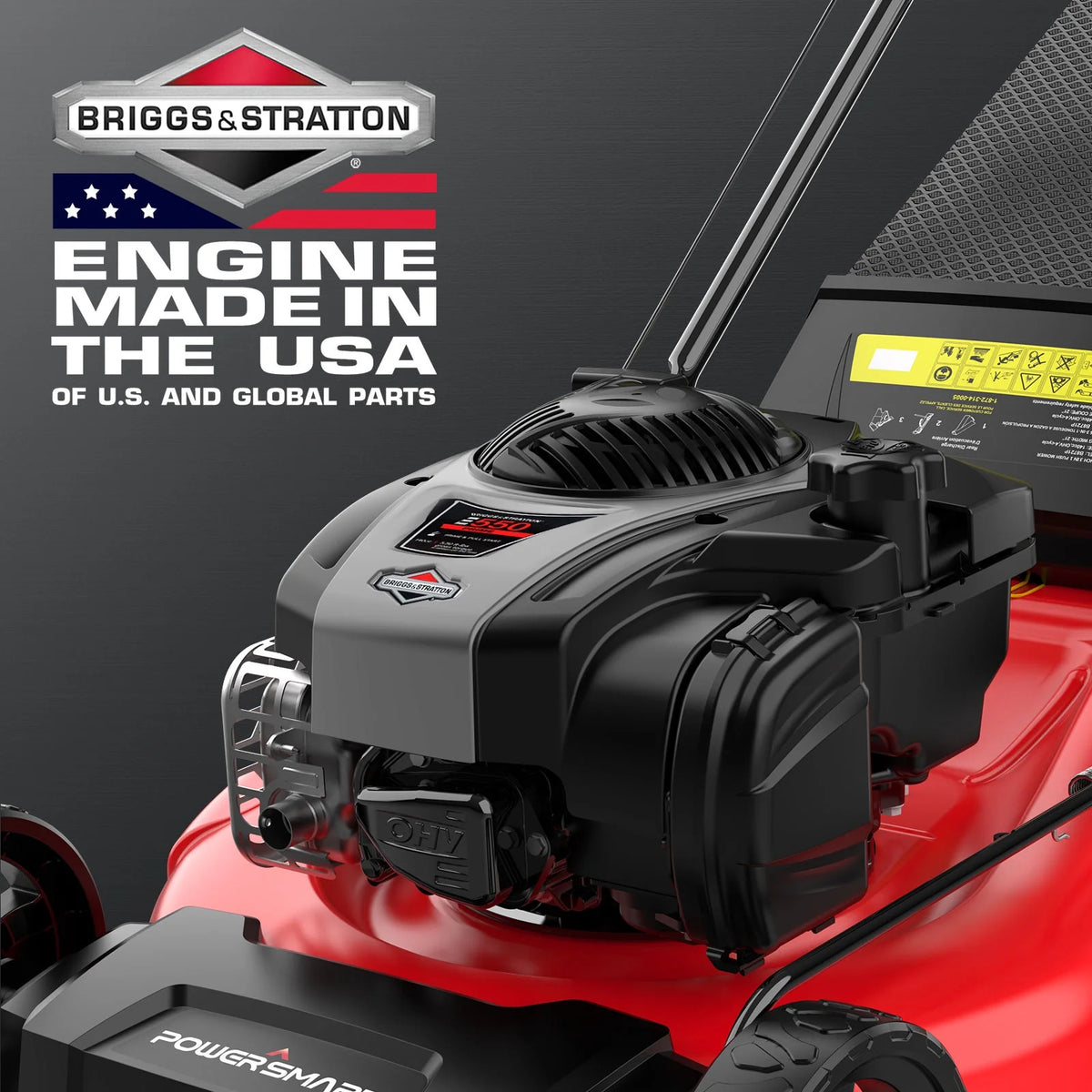 Tondeuse à gazon autotractée PowerSmart 21 pouces, moteur 4 temps B&S 140 cc, fonction 2-en-1 avec ramassage