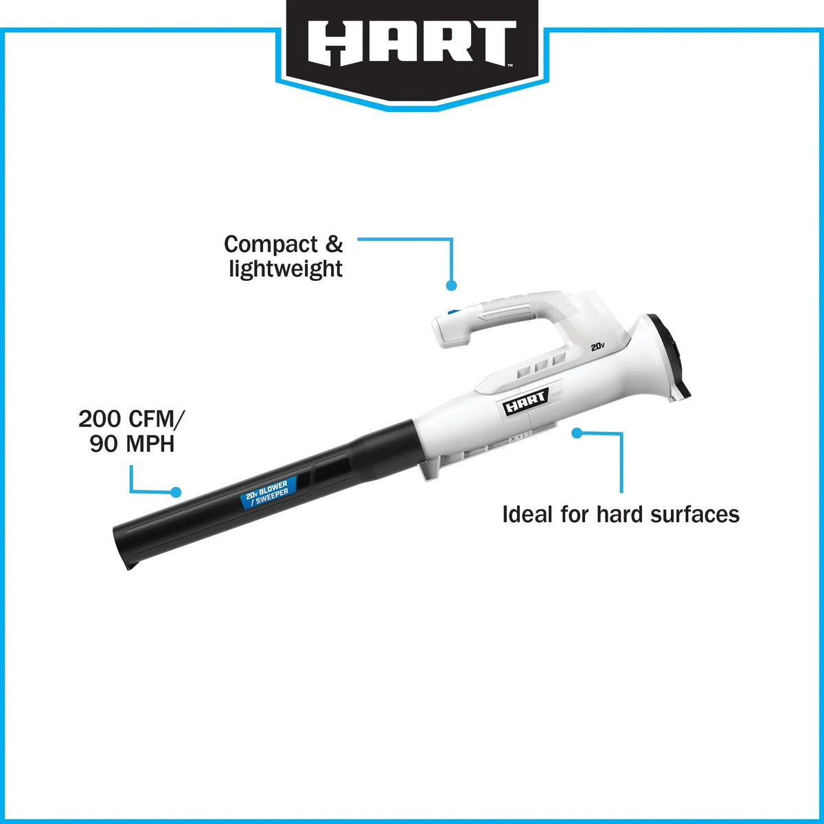 Kit combiné de coupe-bordures/souffleur de feuilles Bazooka HART 20 volts de 10 pouces, (1) batterie lithium-ion 2,0 Ah
