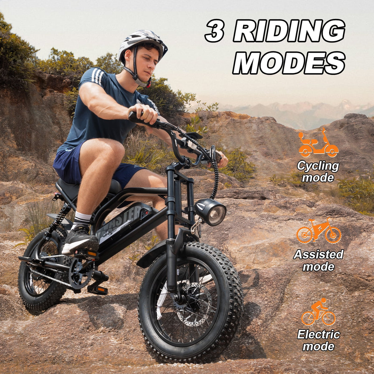Vélo électrique AVDL, vélo à pneus larges de 16 pouces, moteur de 500 W, batterie amovible 48 V 12 Ah, suspension intégrale, 38 miles en mode électrique pur, 55 miles avec pédalage
