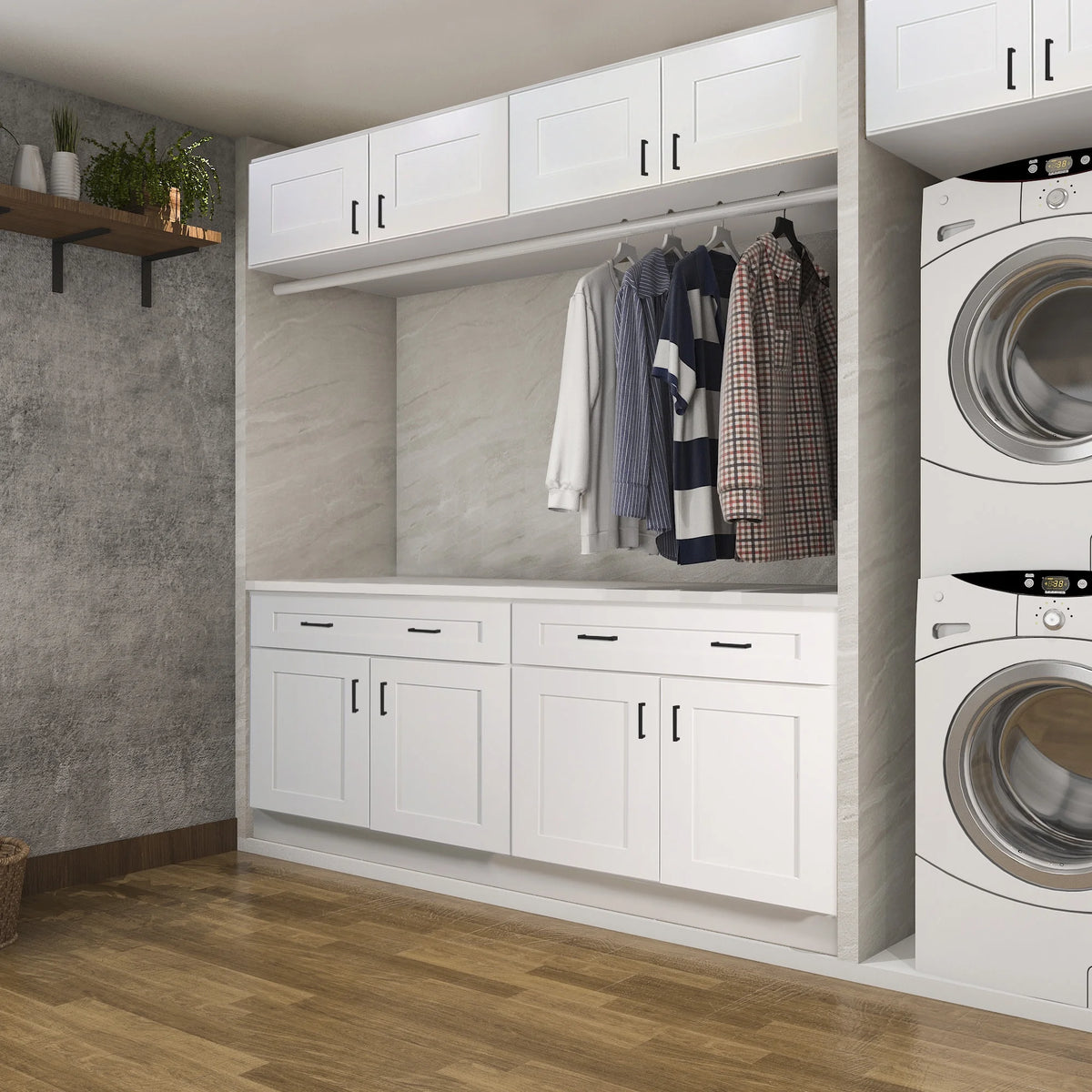 Design House Brookings Meuble bas de cuisine à assembler en bois Shaker, 2 portes et 2 tiroirs (48 x 34,5 x 24), blanc Sherwin Williams