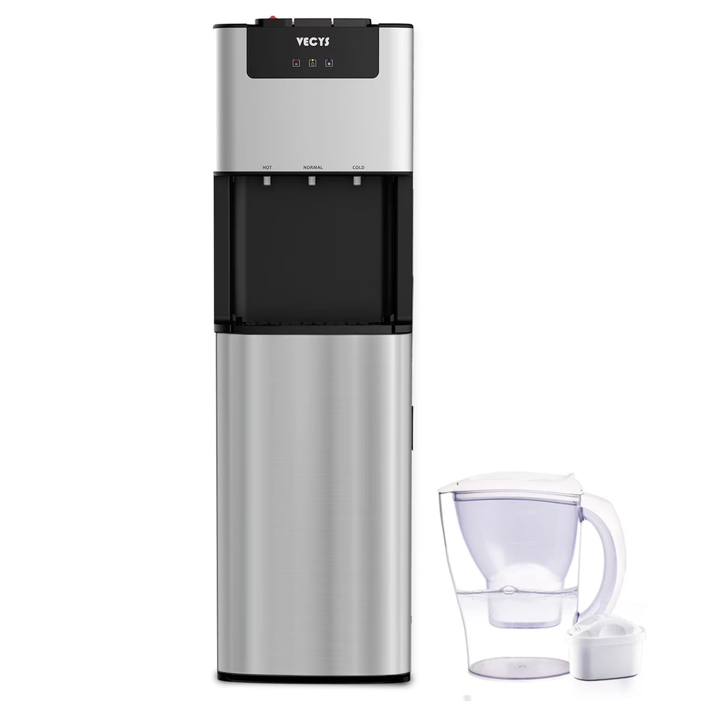 Distributeur d'eau VECYS à chargement par le bas, 3 x 5 gal, autonettoyant, avec verrouillage de sécurité enfant
