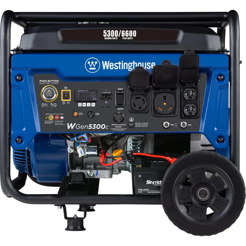 Génératrice portable à essence Westinghouse 6600 avec puissance de crête, démarrage électrique à distance et détecteur de CO