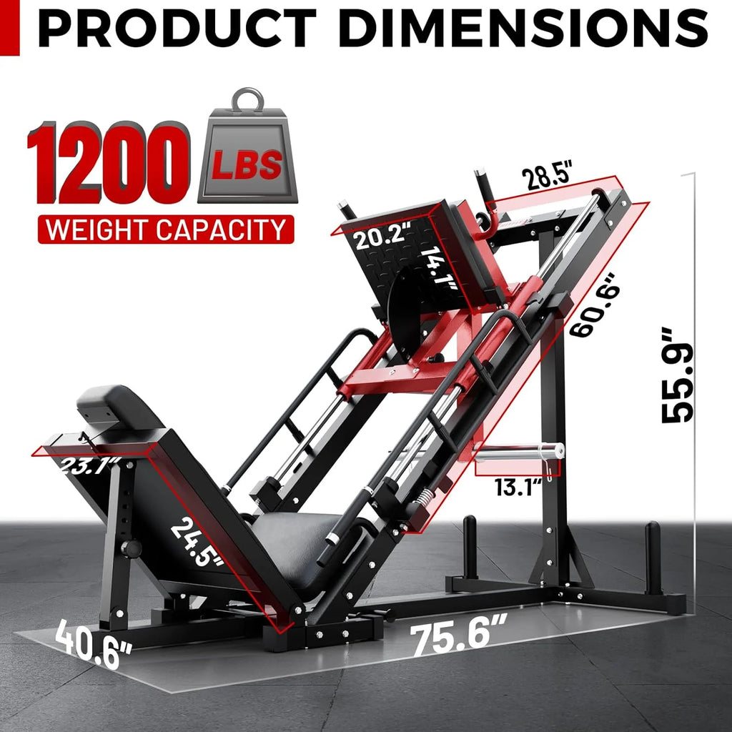 Machine à presse à jambes et hack squat RitFit, Presse à jambes professionnelle réglable pour salle de sport à domicile avec roulement linéaire, Machine hack squat spécialisée pour un entraînement complet du bas du corps avec rangement de poids, Rose