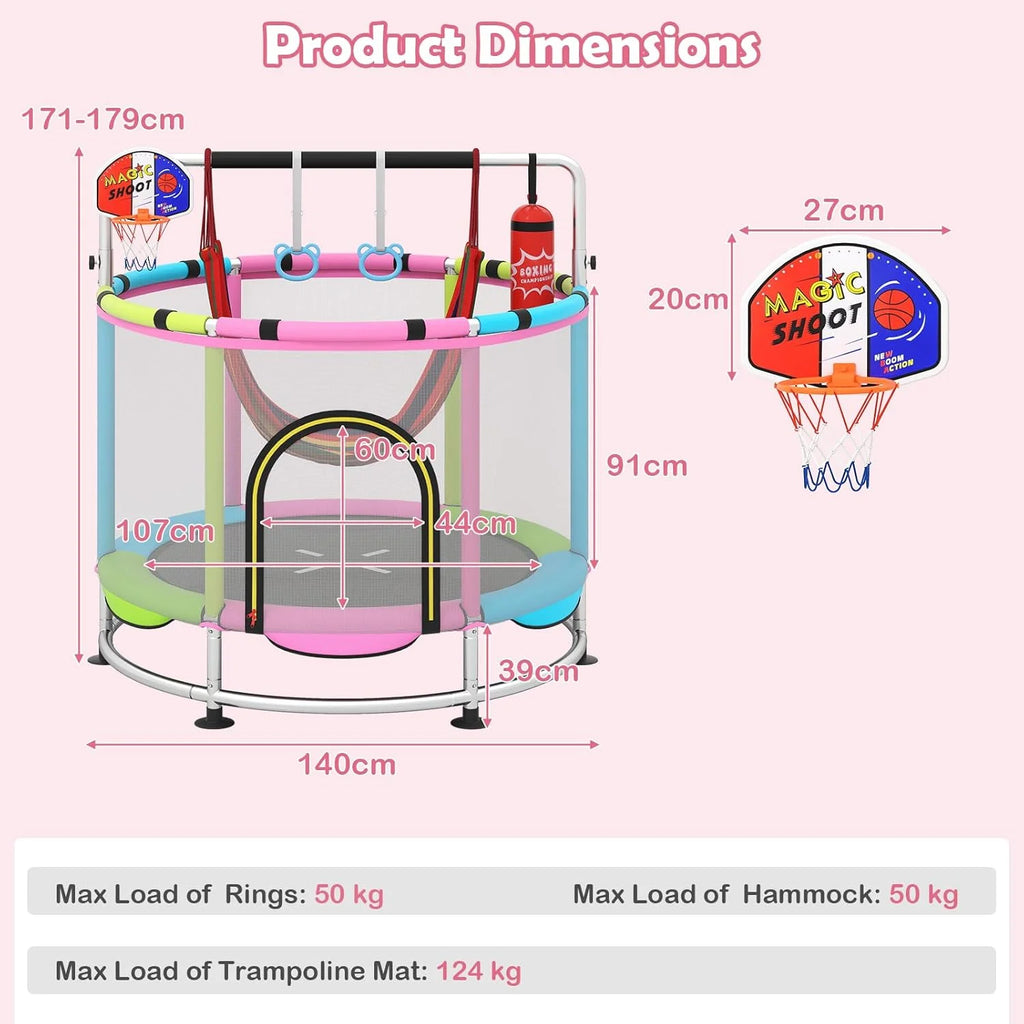 OLAKIDS 55 Trampoline pour enfants Filet de protection Robuste pour Garçons Filles Extérieur Intérieur