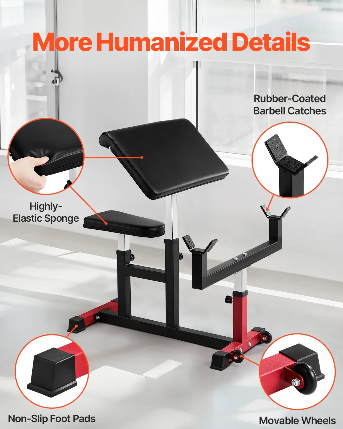 Banc à biceps VEVOR, machine de musculation pour biceps, charge max 200 kg, équipement de musculation à domicile, station assise pour isoler les biceps avec haltères et barres, banc de musculation réglable pour salle de sport à domicile