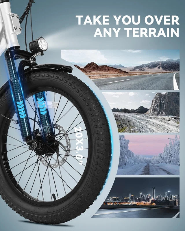 Vélo électrique Actbest pour adultes, Mars 20'' Pneu large Vélo pliant électrique avec moteur de pointe 1200W, 7 vitesses 28MPH, Batterie amovible 48V 499Wh, Potence de vélo réglable, Vélo électrique pliable UL2849 (Noir)