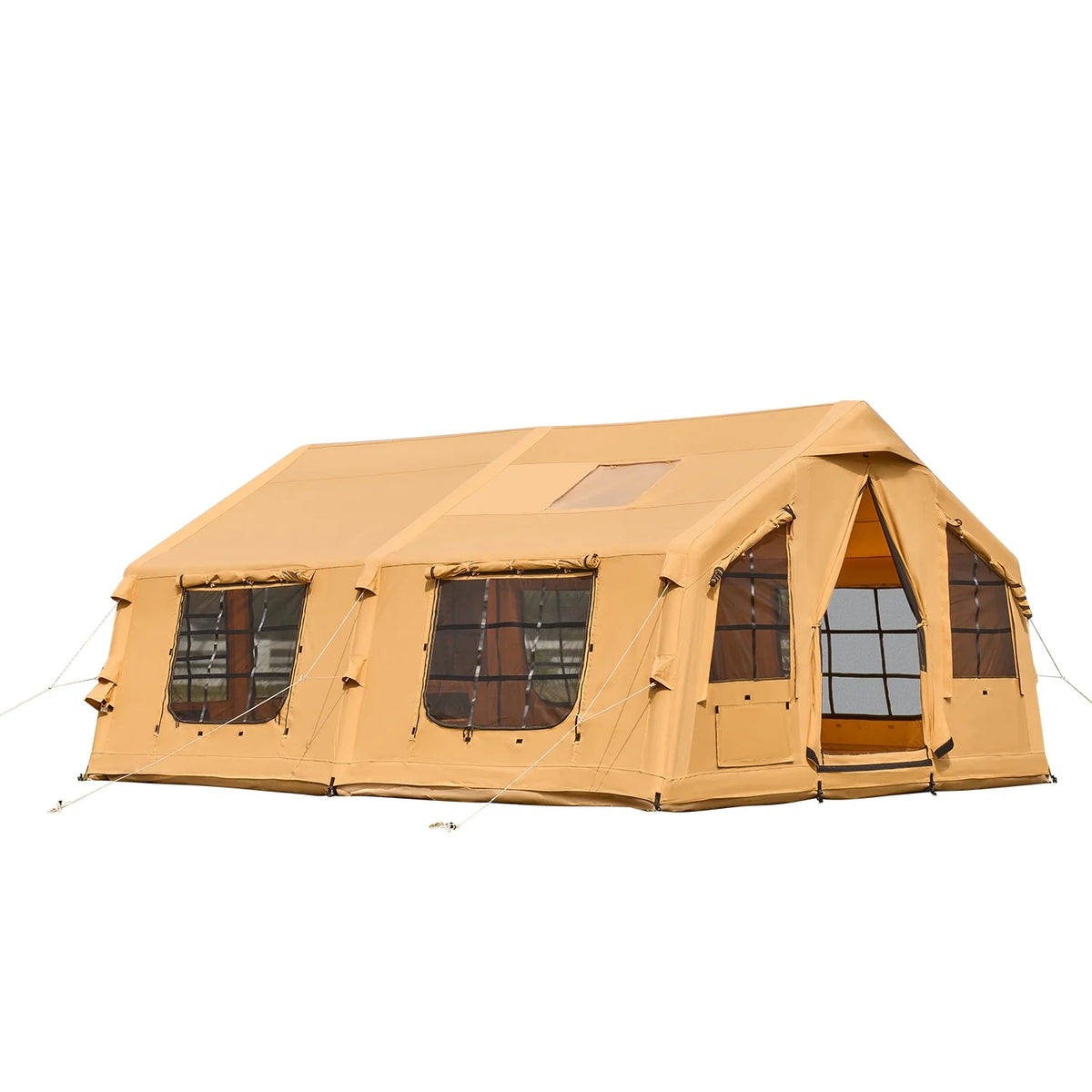 Tente gonflable KFFKFF pour le camping, 15,75 x 11,81 x 7,22 pi, tente gonflable de glamping pour 8 à 12 personnes, abri de camping gonflable, tente de vie en plein air avec deux puits de lumière et une sortie de cheminée
