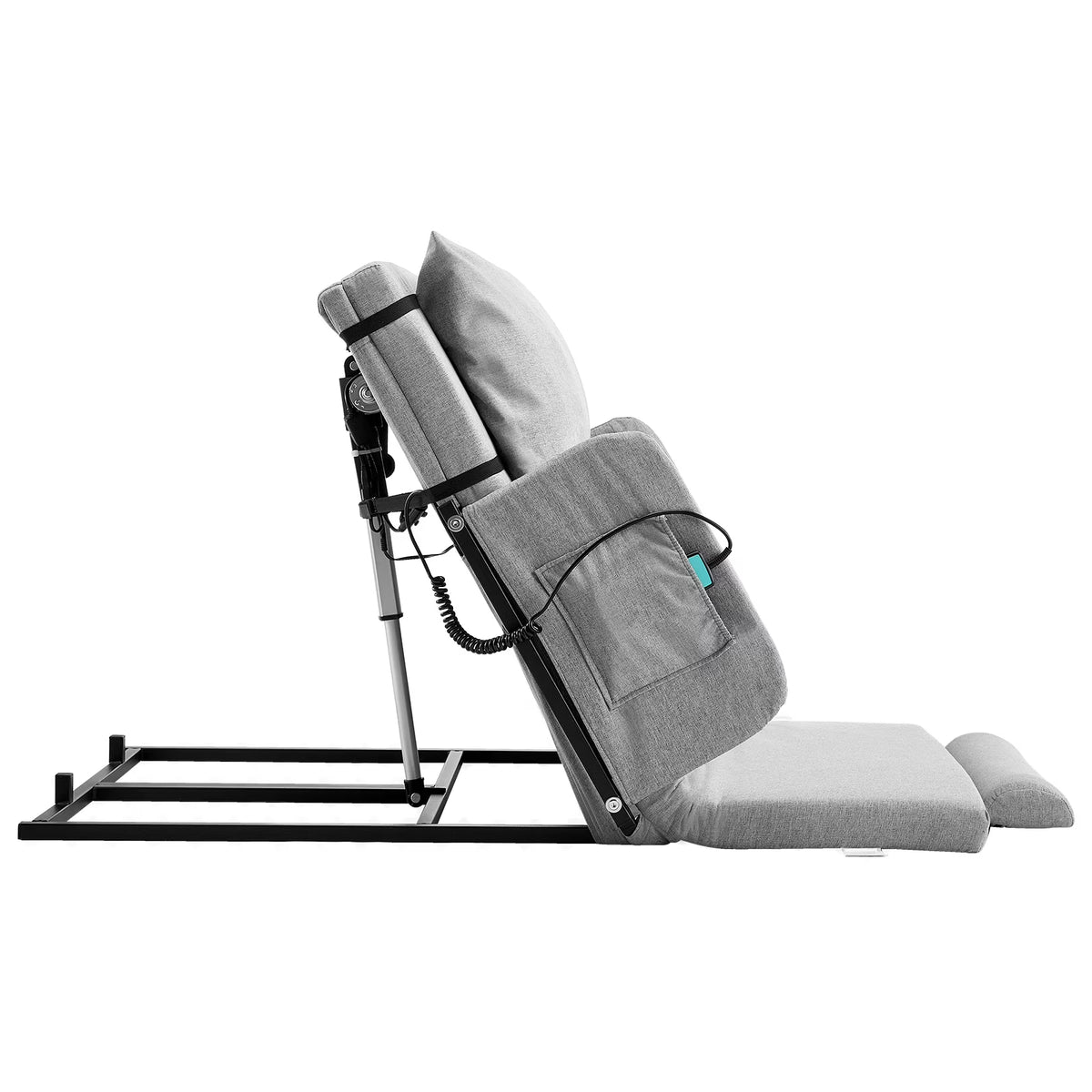 KFFKFF Dossier de lit électrique réglable, Capacité de 300 lbs, Inclinaison de 4 à 68 degrés, avec Accoudoir et Poche de rangement, Lavable en machine, Idéal pour les femmes enceintes, les personnes âgées et les patients