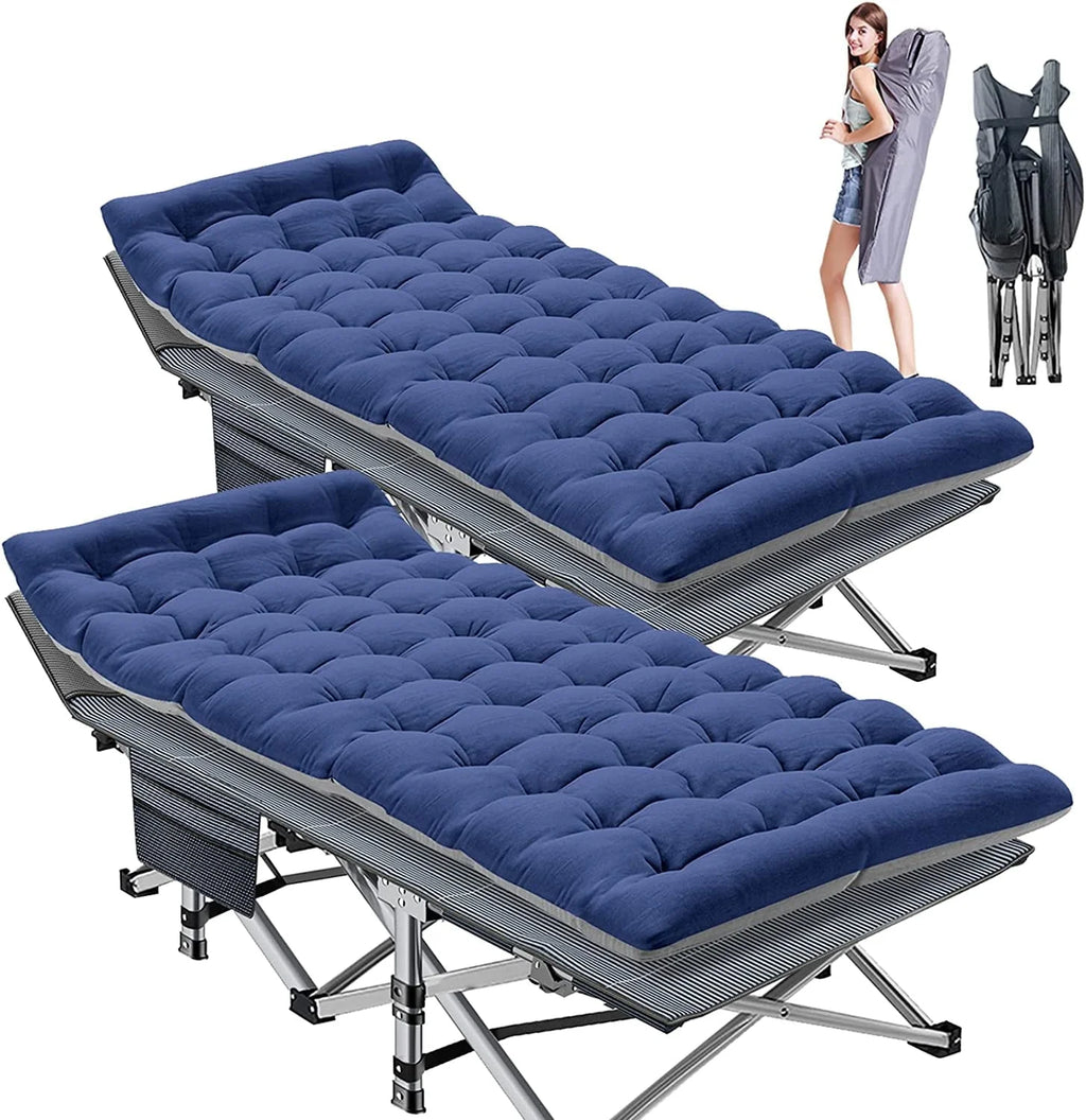 Lot de 2 lits pliants Slsy avec matelas réversible de 8,4 cm, lits de camping pliants 75 × 28 avec sac de transport, lits d’appoint portables