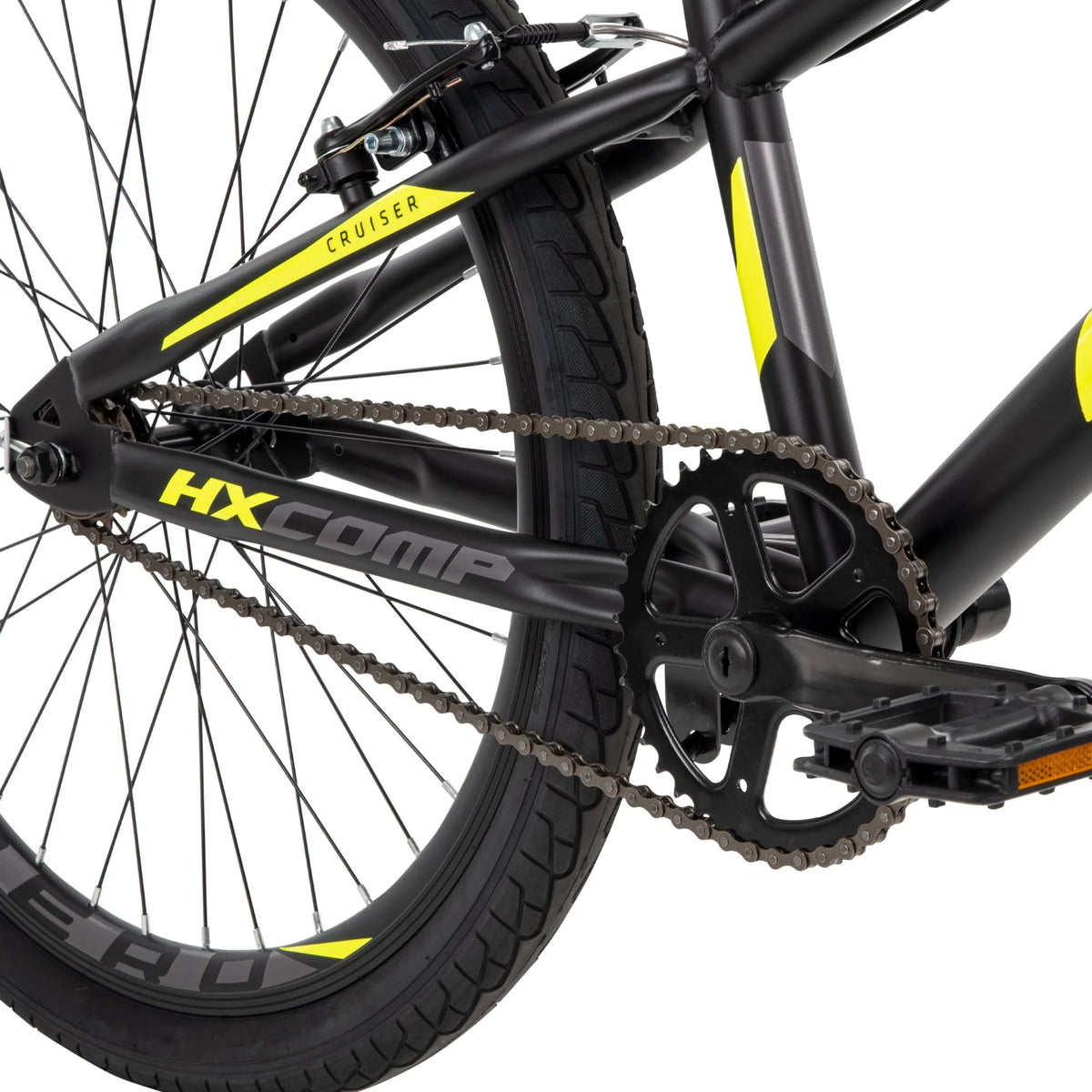 Vélo BMX HX Cruiser 24 pouces pour garçons, noir/jaune