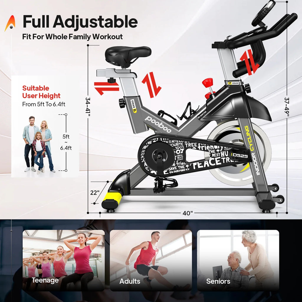 Vélo d’appartement Pooboo, vélo d’intérieur avec résistance réglable pour le domicile ou le bureau, appareil de cardio-training supportant jusqu’à 159 kg