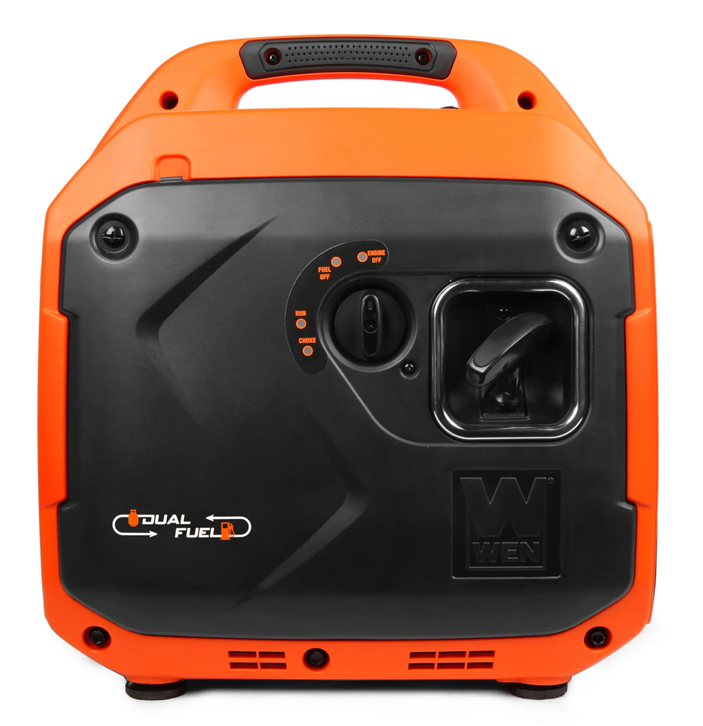 Génératrice portable silencieuse et légère de 3 600 watts, biénergie et prête pour VR, avec inverseur, dispositif d’arrêt du carburant et système de surveillance du CO