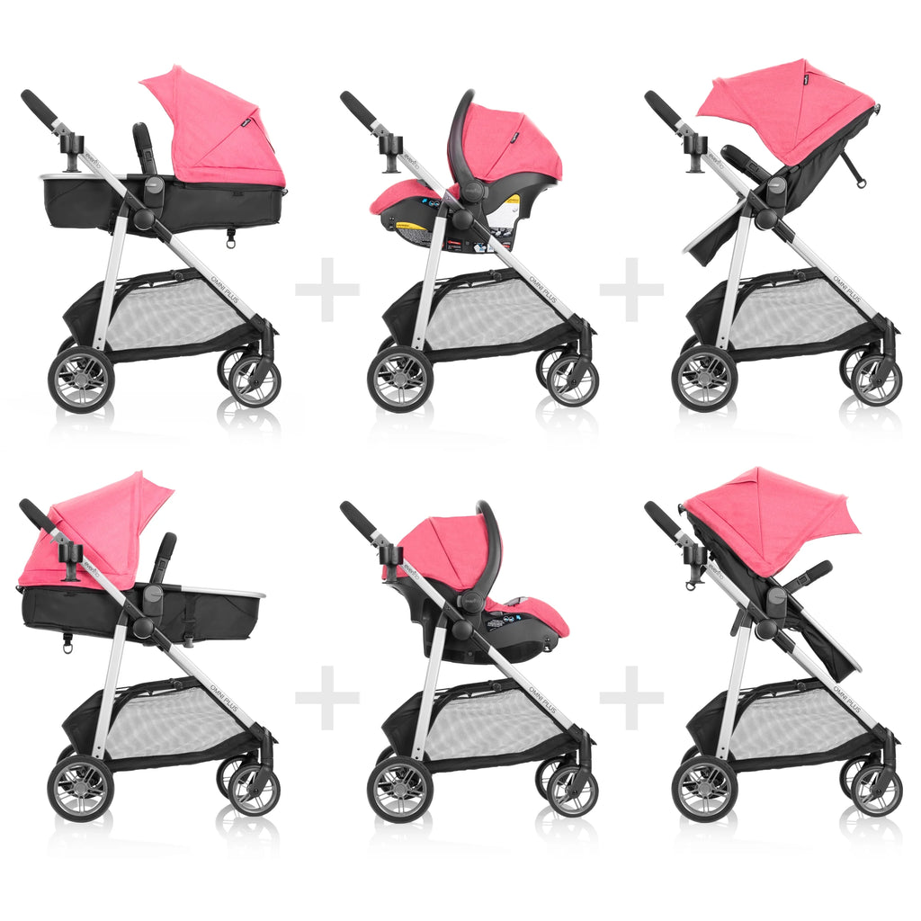 Système de voyage modulaire Evenflo Omni Plus avec siège auto pour bébé LiteMax Sport, gris Mylar, unisexe