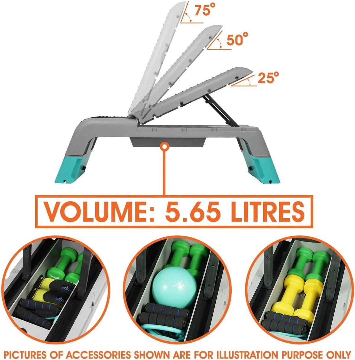 Plateforme de step et de fitness aérobique multifonctionnelle Yes4All, bleue et grise