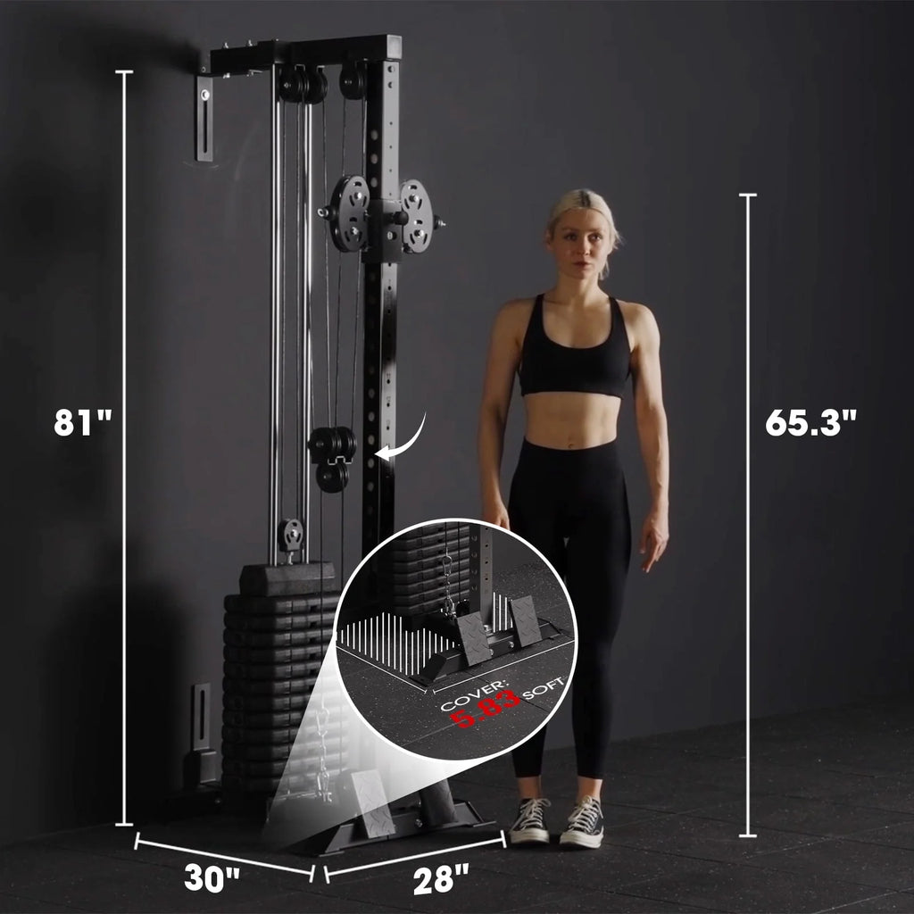 Machine à poulie à câbles Mikolo pour musculation à domicile, station à câbles murale avec colonne de poids de 90 kg, machine à tractions avec système à double poulie réglable sur 27 positions