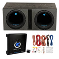 2) Caissons de basses Planet Audio 12 1800 W + enceinte ouverte doublée + amplificateur + câble