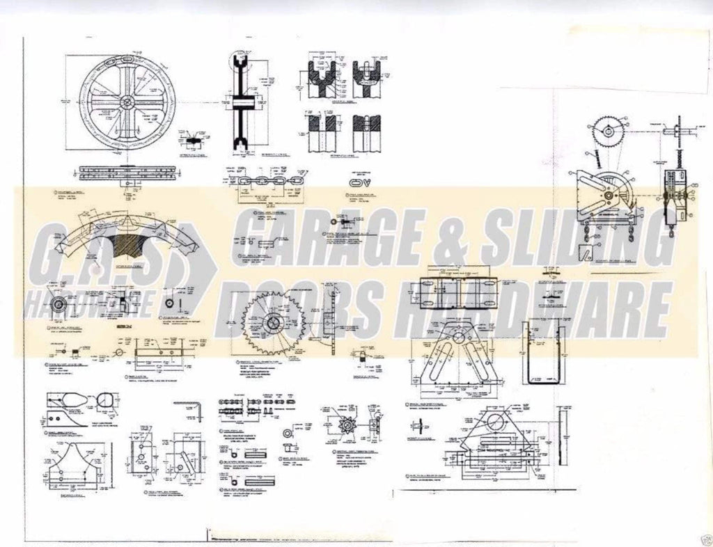 Kit de palan à chaîne mural pour porte de garage G.A.S Hardware modèle 2000R, réduction 4:1 (arbre de 1,25 pouce) | Palan à chaîne de remplacement pour réparation de porte de garage | Ensemble de remplacement de chaîne pour garage