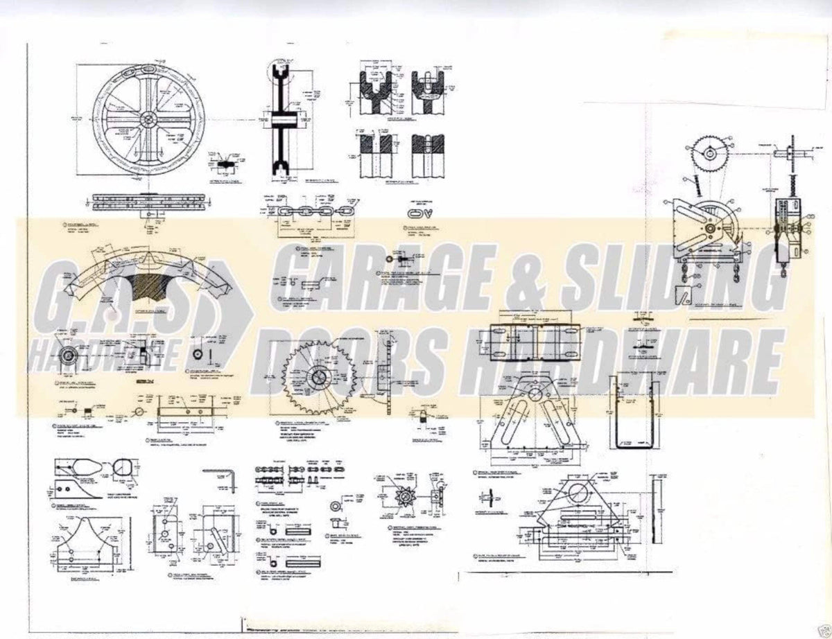 Kit de palan à chaîne mural pour porte de garage G.A.S Hardware modèle 2000R, réduction 4:1 (arbre de 1,25 pouce) | Palan à chaîne de remplacement pour réparation de porte de garage | Ensemble de remplacement de chaîne pour garage