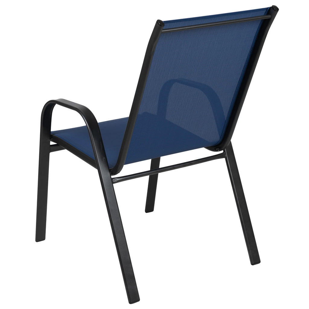 Lot de 5 chaises d’extérieur empilables BizChair noires avec matériau Flex Comfort et structure en métal