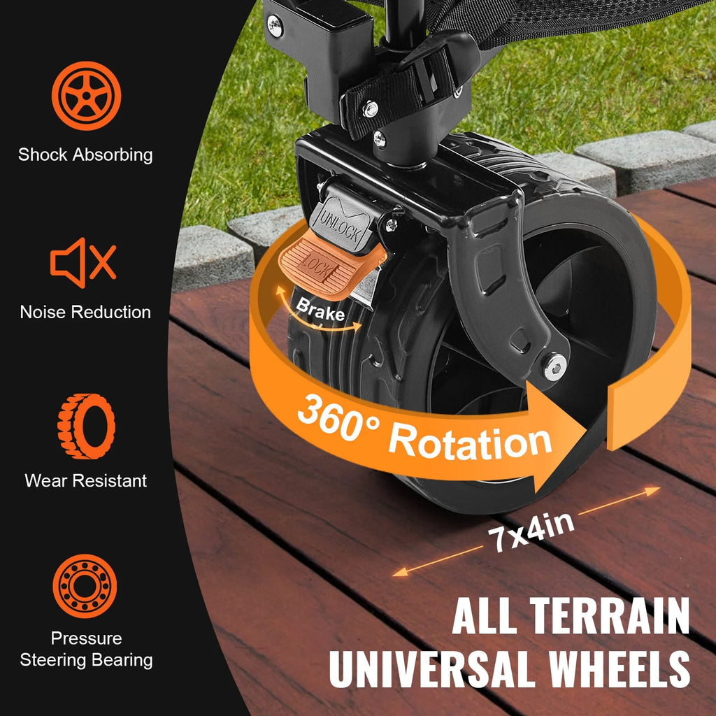 Chariot pliant à deux niveaux VEVOR, chariot pliable de 400 L avec roues tout-terrain, chariot pliant robuste d’une capacité de charge de 350 à 450 lb pour le camping, les courses et le jardin, rallonge extra-longue de 52 po