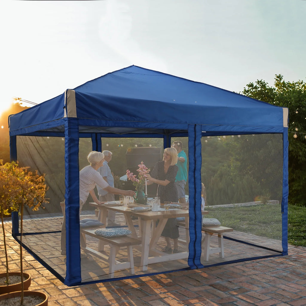 Aoodor Chapiteau Pop-Up 12'x12' avec Murs Latéraux Amovibles en Maille, Tente Abri Instantanée Portable d'Extérieur-Noir