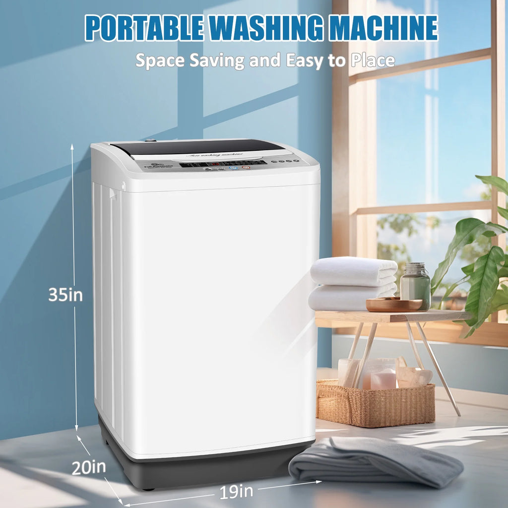 Machine à laver portable Qhomic, grande capacité de 17,8 lb, entièrement automatique, 10 programmes de lavage et 8 niveaux d’eau, idéale pour les appartements, les résidences universitaires et les familles