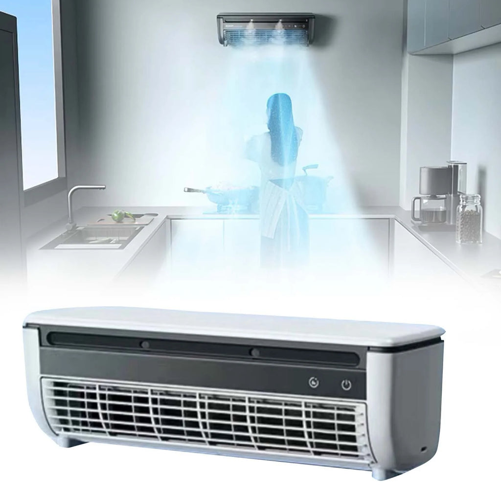 Ventilateur climatisant mural sans perçage 2025 - Climatiseur portable à recharge sans fil - Refroidissement instantané en 10 secondes pour cuisine, chambre et bureau - Système de refroidissement mural compact et peu encombrant