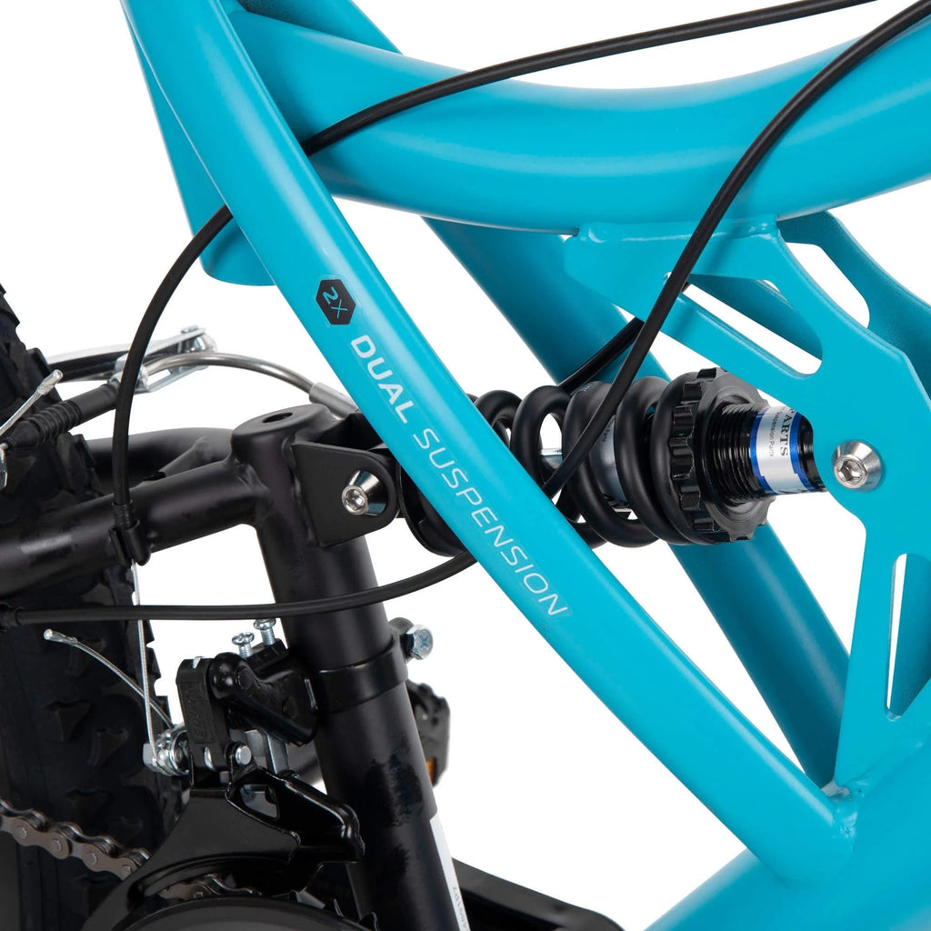 Vélos tout-terrain à suspension intégrale Huffy Trail Runner 24 pour filles, bleu sarcelle