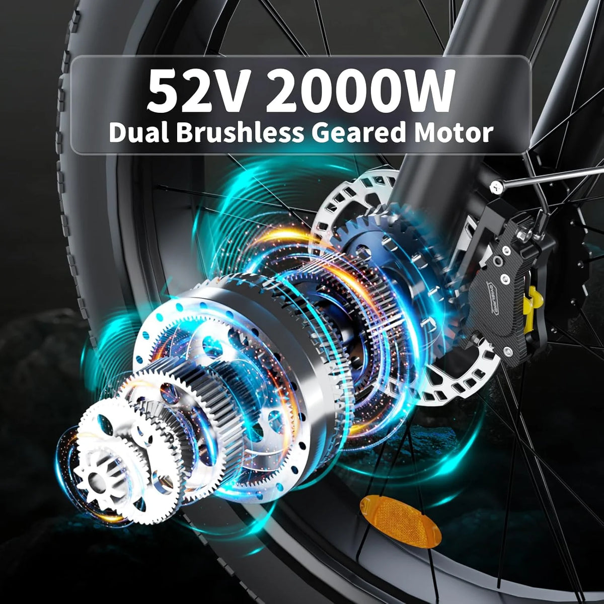 Vélo électrique à pneus larges 2000W pour adultes, batterie 52V 22.4AH double moteur vélo électrique à suspension intégrale 26 35MPH AWD VTT électrique freins hydrauliques