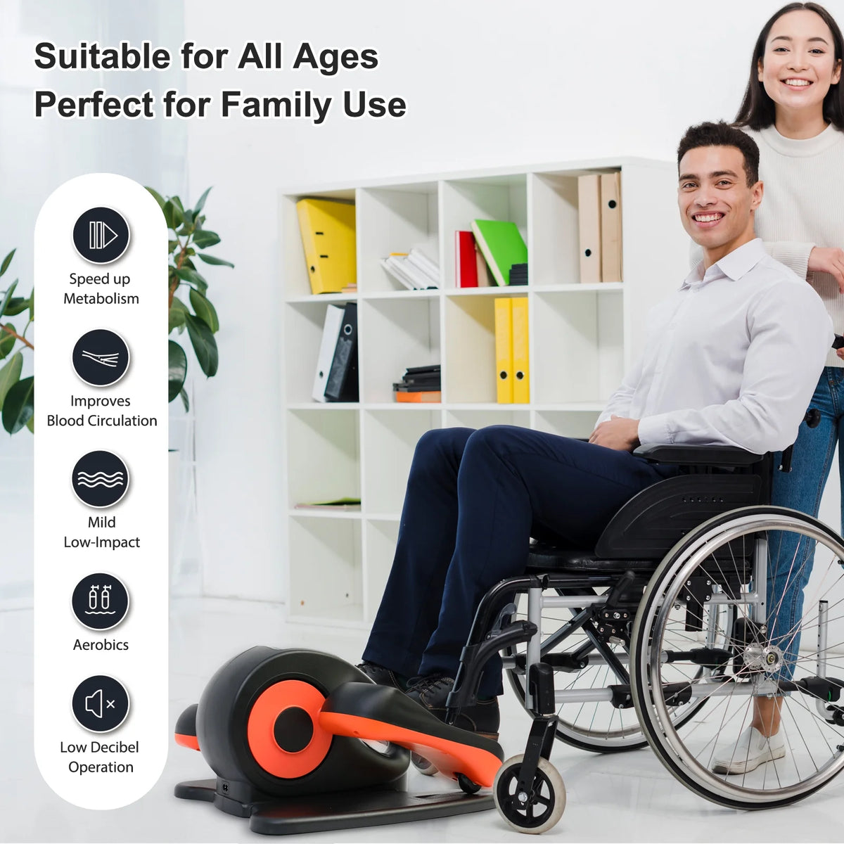 Vélo elliptique de bureau Baokaler, appareil d’exercice électrique pour les jambes assis, pour seniors, 12 vitesses réglables avec télécommande