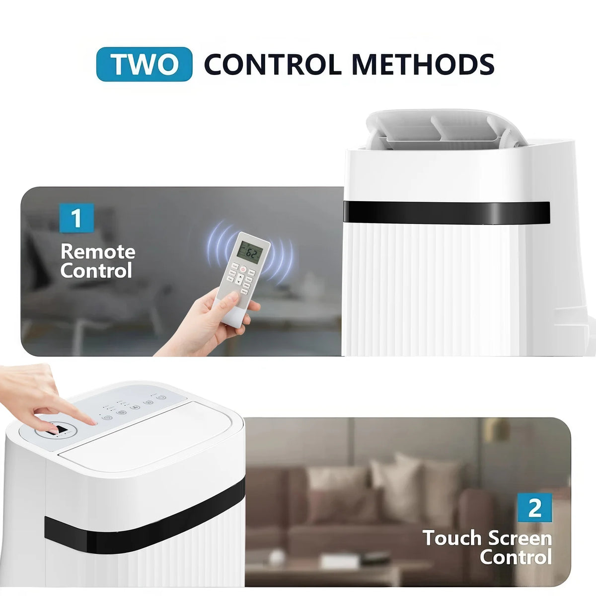 Climatiseur portable Auseo 8 000 BTU ASHRAE, pour des espaces allant jusqu’à 32,5 m², 3-en-1 avec déshumidificateur, ventilateur et mode sommeil, télécommande et minuterie 24 heures