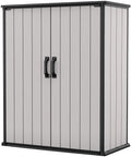 Keter Premier Abri de rangement vertical haut et robuste en résine pour l'extérieur, avec plancher et portes doubles verrouillables, Gris