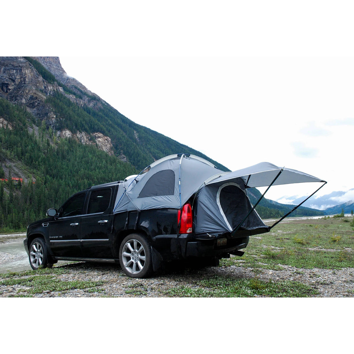 Tente de camping pour benne de pick-up Napier Sportz Avalanche pour 2 personnes avec auvent, grise, compatible avec les modèles sélectionnés : 2002-2013 CHEVROLET AVALANCHE, 2002-2013 CADILLAC ESCALADE