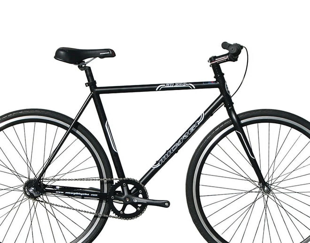 Vélo fixe Wonder Wheels 700C 57 cm, cadre en acier Hi-Ten, freins à commande latérale, jantes noires en alliage 700C*1.5*14G*32H*H30, rayons noirs, pneu noir. - Noir mat et noir