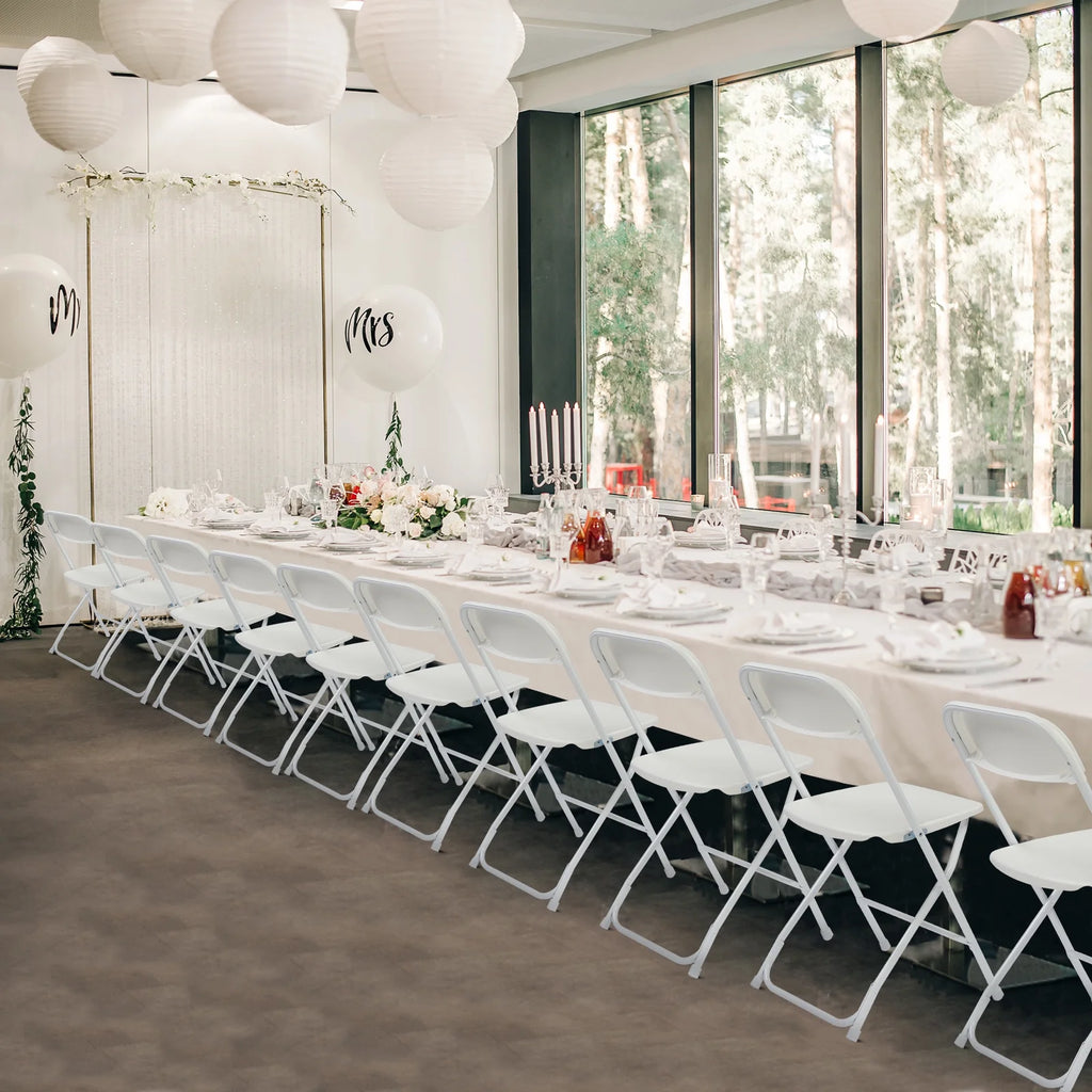 Lot de 10 chaises pliantes en plastique Ktaxon pour usage commercial, empilables, portables pour l’extérieur, blanches, idéales pour les mariages et les fêtes