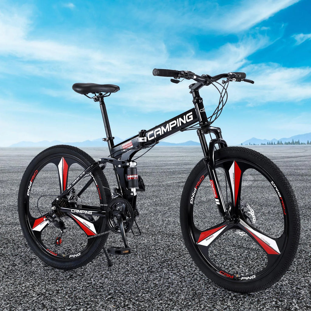 Vélo tout-terrain pliable Zimtown 26, vélo VTT Shimano 21 vitesses pour adultes, noir