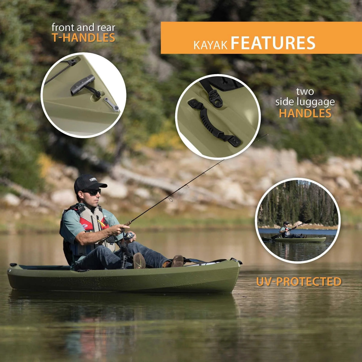 Kayak de pêche Lifetime Tamarack Angler 100 - Vert olive (90539)