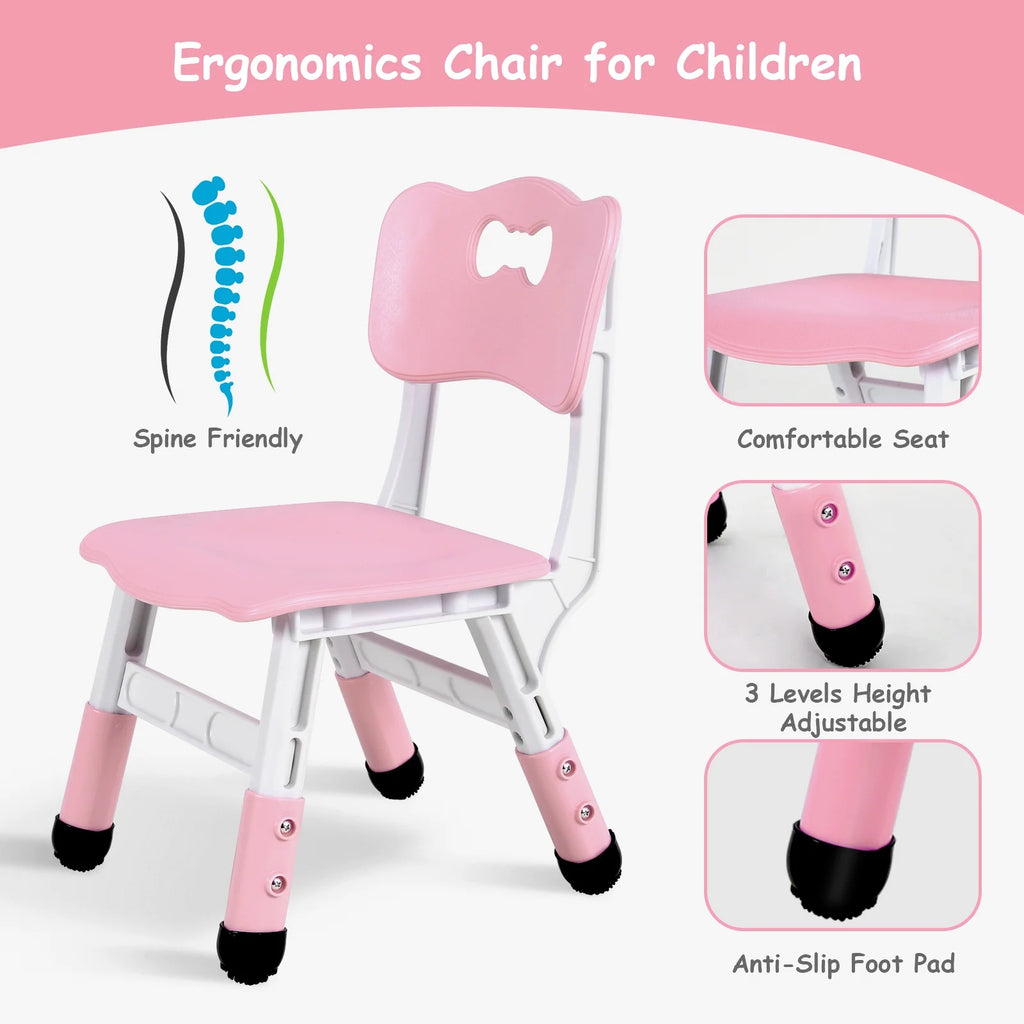 Ensemble table et 4 chaises pour enfants LAZY BUDDY, bureau réglable en hauteur pour tout-petits avec plateau graffiti, ensemble de table d’activités pour enfants pour crèche et maison