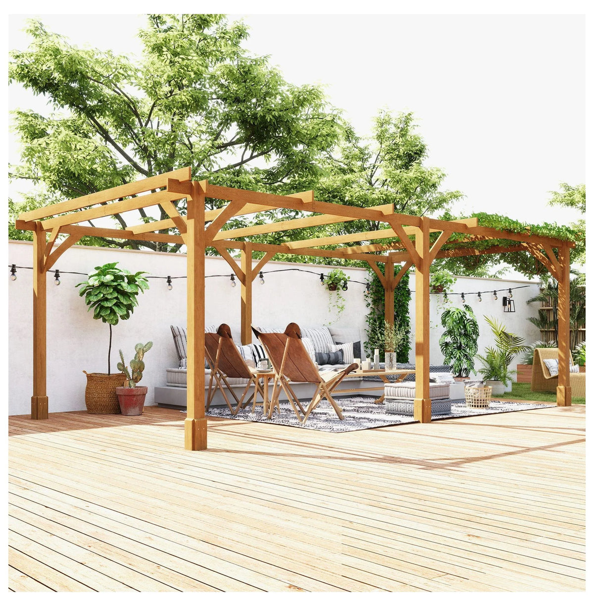 Pergola en bois 20x10 pieds, tonnelle de jardin pour vigne - Marron foncé