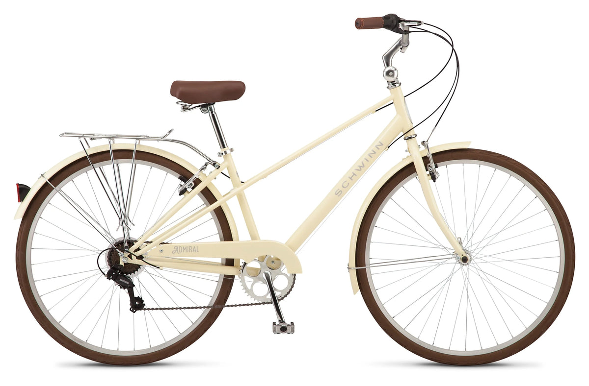 Vélo hybride Schwinn Admiral 700c pour adulte, Vélo pour femme 7 vitesses, Crème